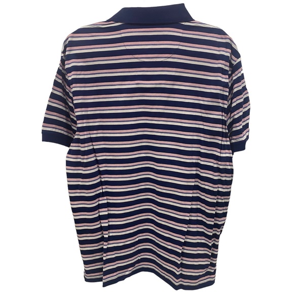 JOS. A BANK Men’s Polo Shirt Blue Pink White Striped 1905 Short Sleeve Size XL - Picture 5 of 5